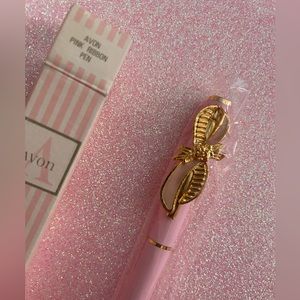 Avon Pink Ribbon Pen New in Box Vintage Ballpoint Pen Awareness Rose Stripes